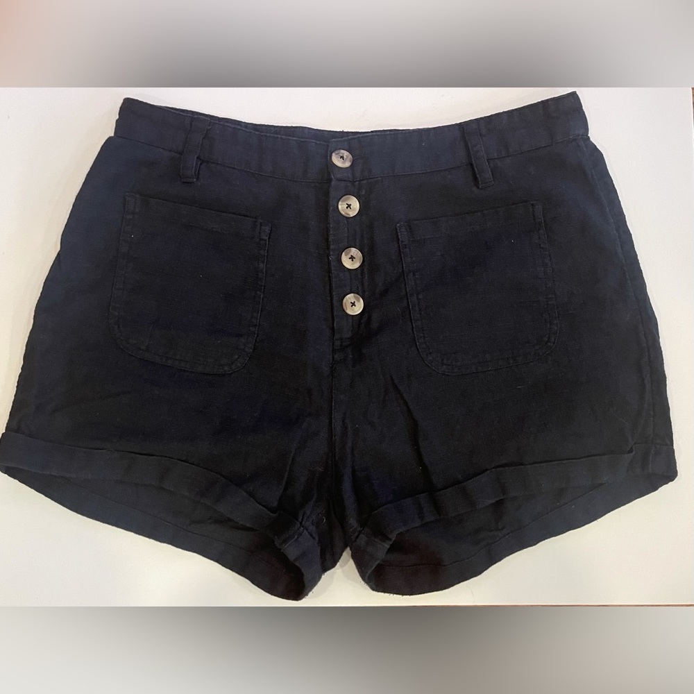 Billabong Button Fly Cuff Hem Gauze Shorts Black High Rise | Size 31